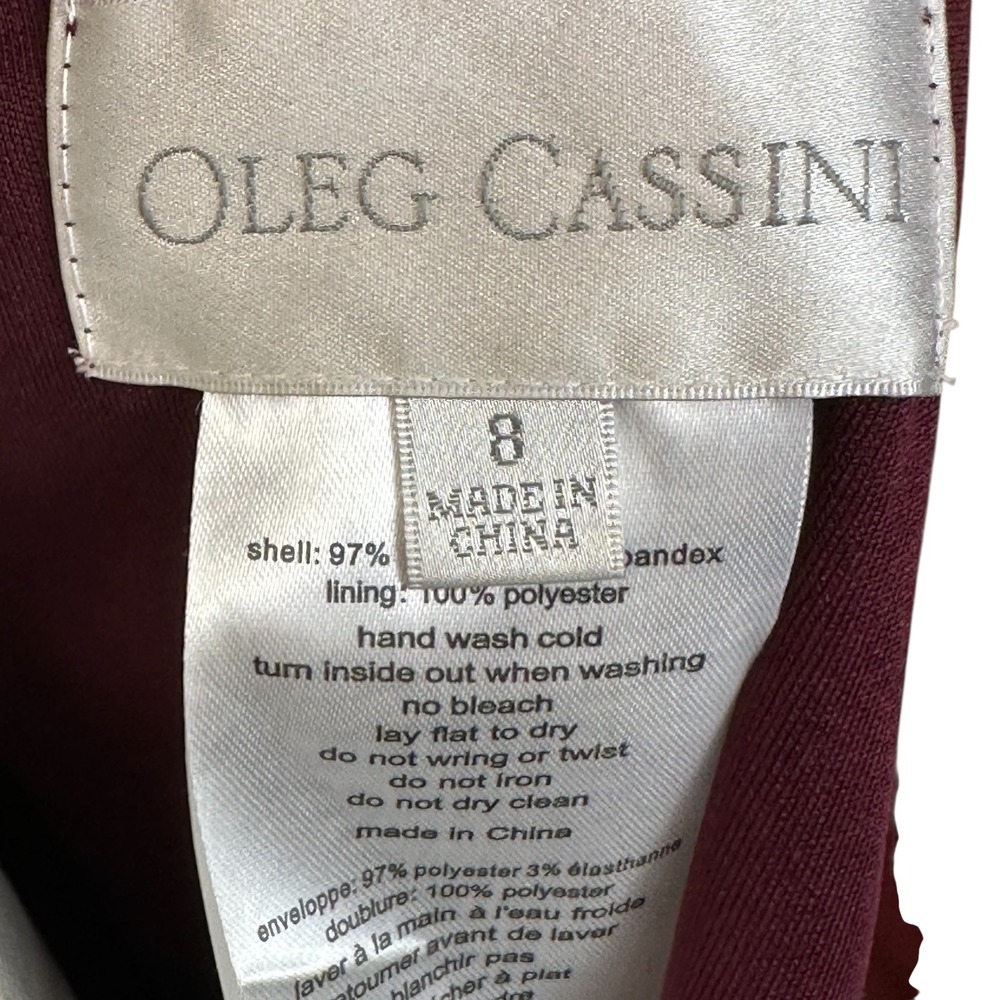 Oleg Cassini Wine Burgundy Off Shoulder Rhinestone Waist Evening Gown Dress‎ 8 - Picture 8 of 9
